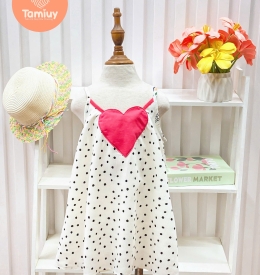 ĐẦM CỔ YẾM 2 DÂY ĐÍNH HÌNH TRÁI TIM (2-12) TAMIUY