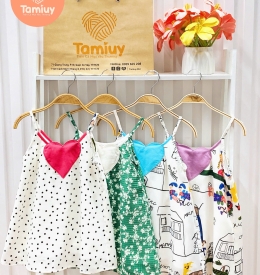 ĐẦM CỔ YẾM 2 DÂY ĐÍNH HÌNH TRÁI TIM (2-12) TAMIUY