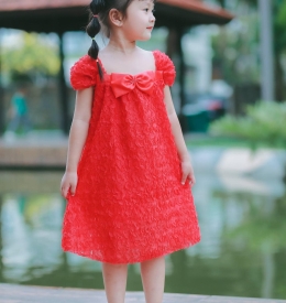 ĐẦM HOA HỒNG ĐÍNH NƠ NGỰC (6M-12)