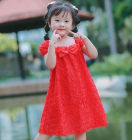 ĐẦM HOA HỒNG ĐÍNH NƠ NGỰC (6M-12)