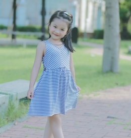 ĐẦM THUN SỌC ĐỐI XỨNG TAMIUY