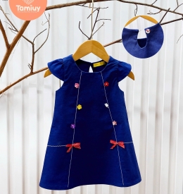 ĐẦM LINEN CHẠY CHỈ NỔI THÊU HOA SIZE TRUNG