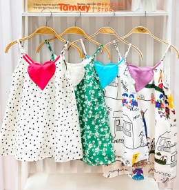 ĐẦM CỔ YẾM 2 DÂY ĐÍNH HÌNH TRÁI TIM (2-12) TAMIUY